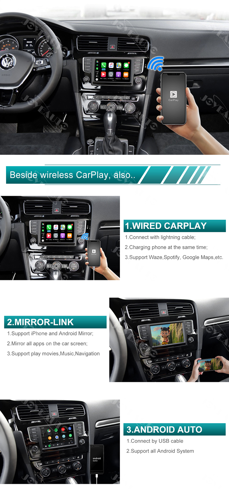 Apple Carplay wireless / Android auto for VW Tiguan II (AD1) (2016-)