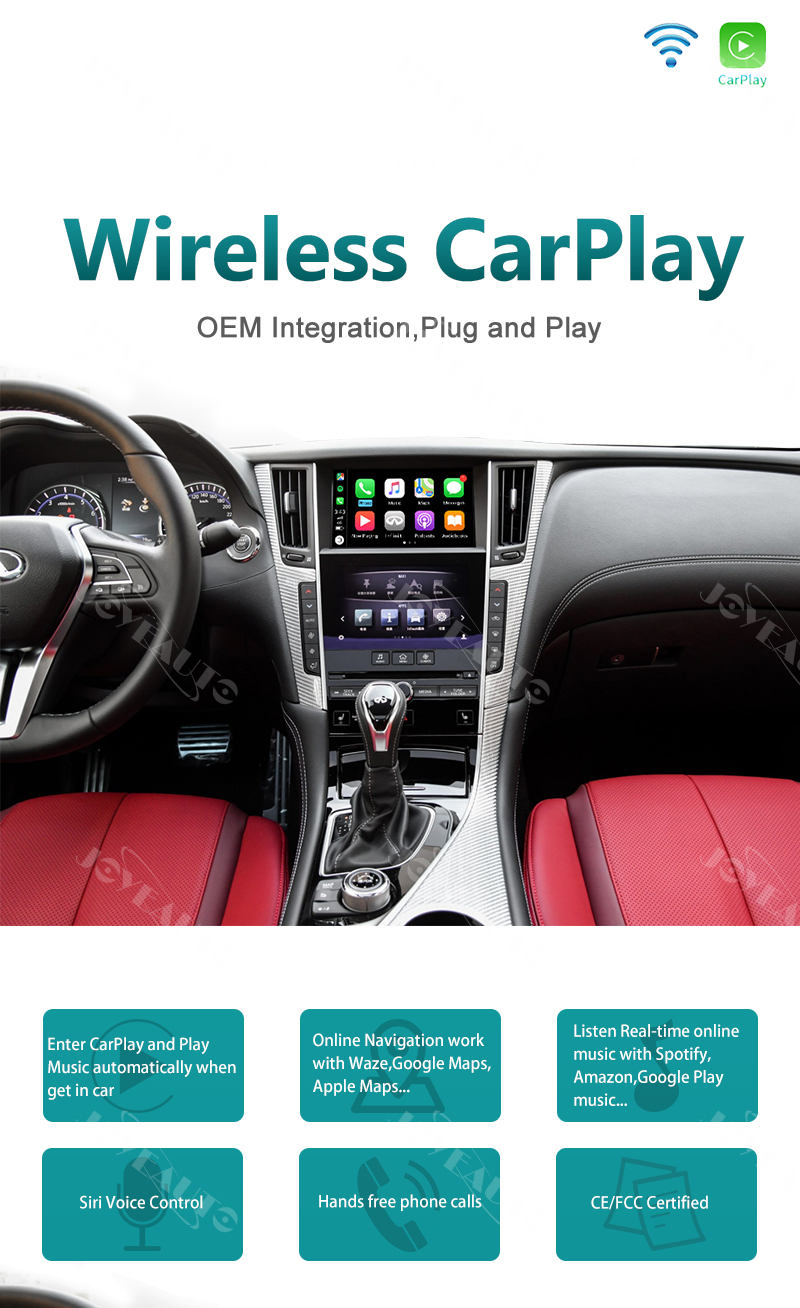 Module Apple Carplay sans fil pour Infiniti Q50 Q50s Q50l Qx50 Q60 Android Auto  Carplay Mirroring Car Play Adaptateur de caméra arrière