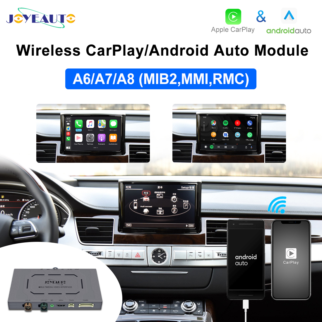 WJAU-5)Audi A4 A5 Q5 MMI 3G A6 A7 Q7 c6 WIFI Wireless Apple CarPlay Android  Auto iOS Airplay Solution - Joyeauto Technology