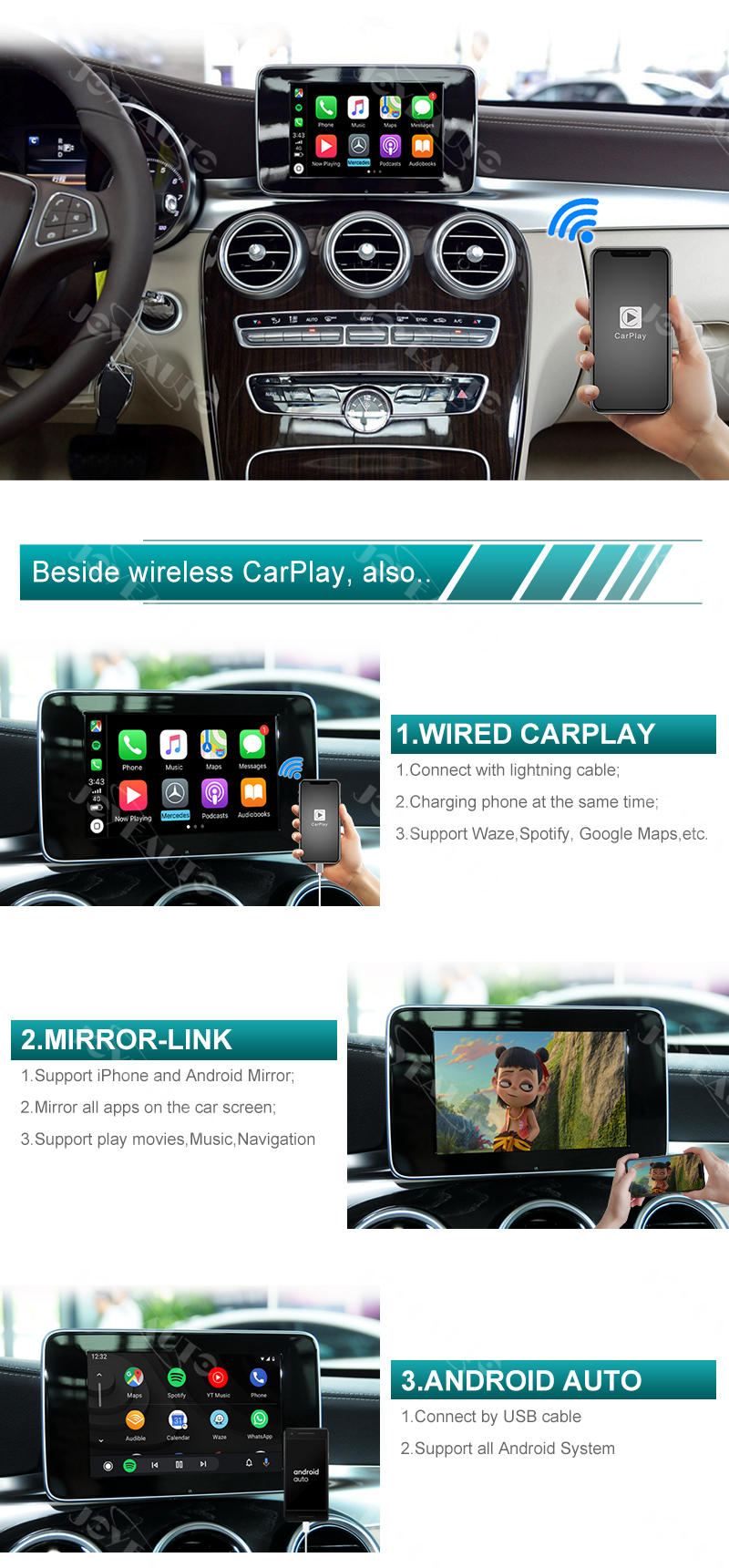 Kit Apple Carplay pour Mercedes système NTG 5+ Classe C W205 et GLC