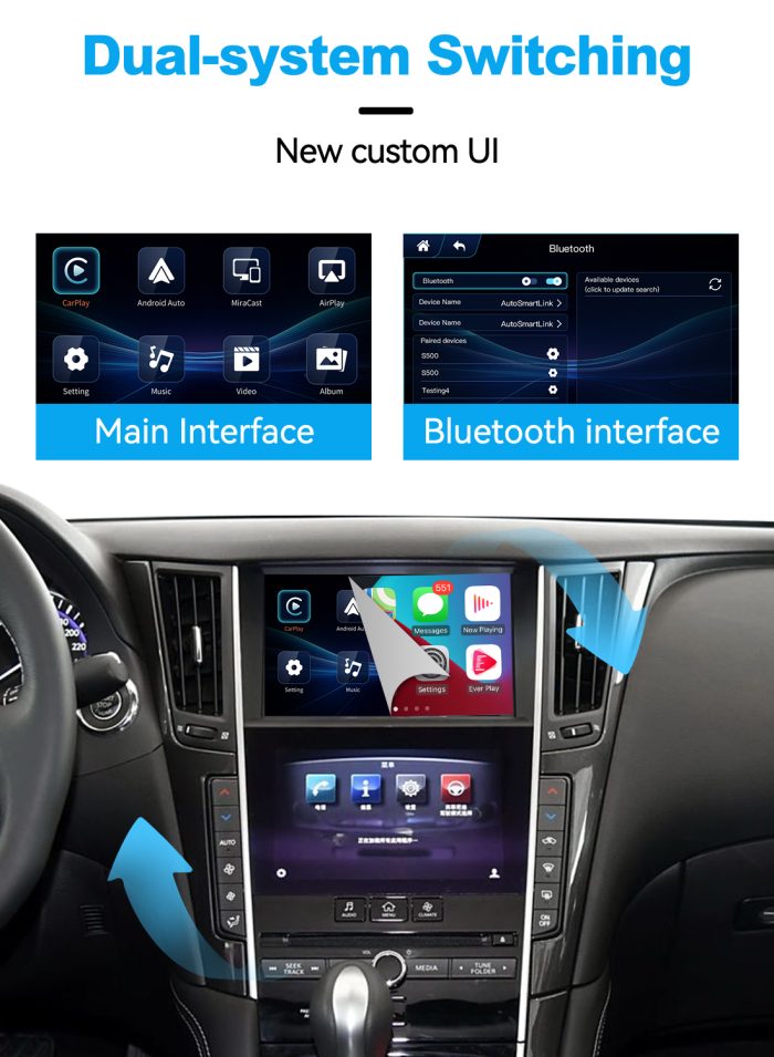 JoyeAuto Wireless CarPlay & Android Auto for 2015-2019 Infiniti Q50, Q60 & QX50