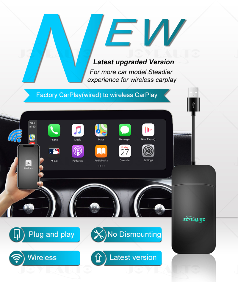 2022 Wireless Carplay Adapter for iPhone Cplay2air Wireless Adapter for Factory Wired Apple Carplay Cars Plug & Play Update Online Dongle 