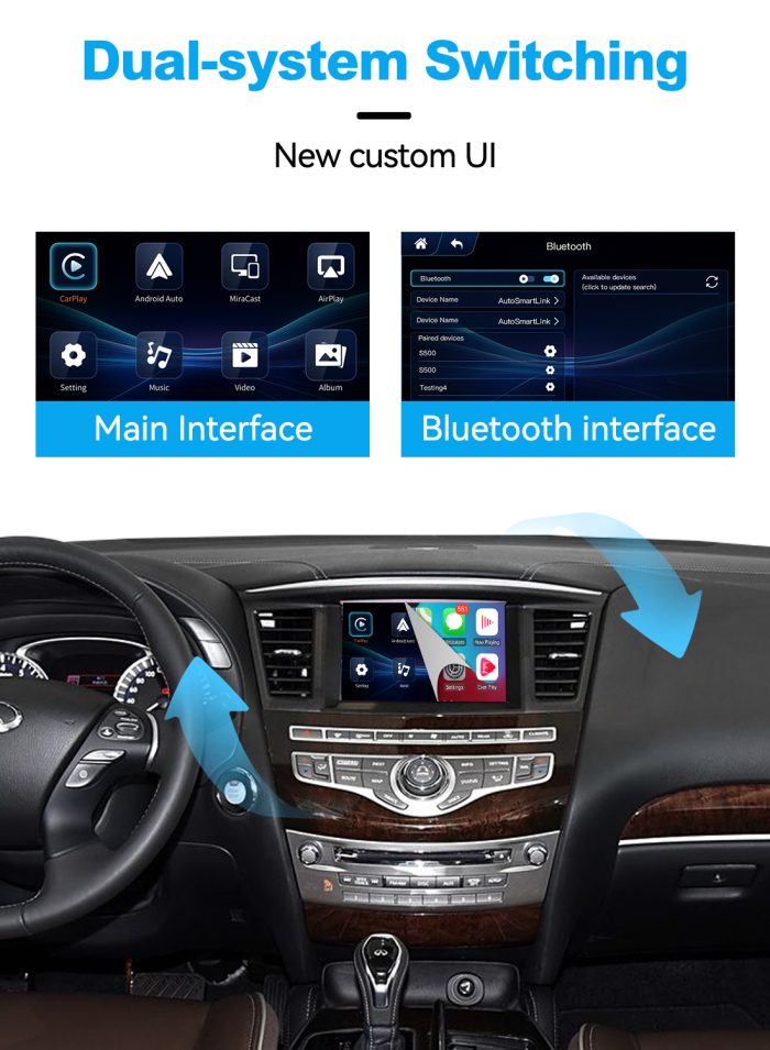 JoyeAuto Wireless CarPlay & Android Auto for 2015-2019 Infiniti QX60, Q70 & QX70