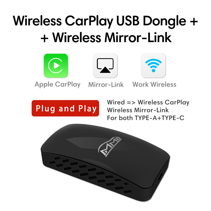 WJUC-1)USB Wireless Apple CarPlay Dongle PLUS Wireless Mirror Link