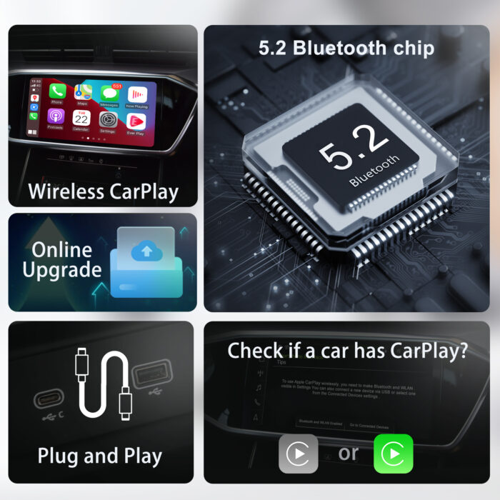 W4U Wireless CarPlay Adapter,Factory Wired Convert Wireless CarPlay,Plug and Play - Image 4