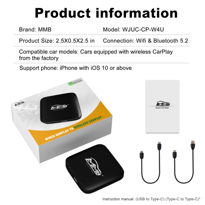 W4U Wireless CarPlay Adapter,Factory Wired Convert Wireless CarPlay,Plug and Play - Image 5