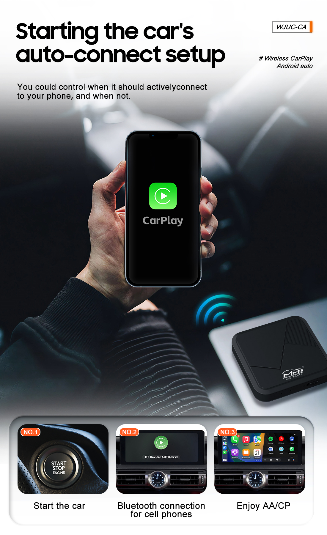 Wireless CarPlay Android Auto Adapter,Factory Wired Convert Wireless  CarPlay Android Auto,Plug and Play - Joyeauto Technology