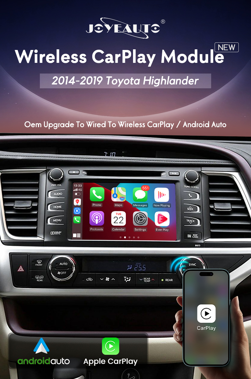 Joyeauto WQTY-5 Wireless CarPlay Retrofit for 2014-2019 Toyota Highlander
