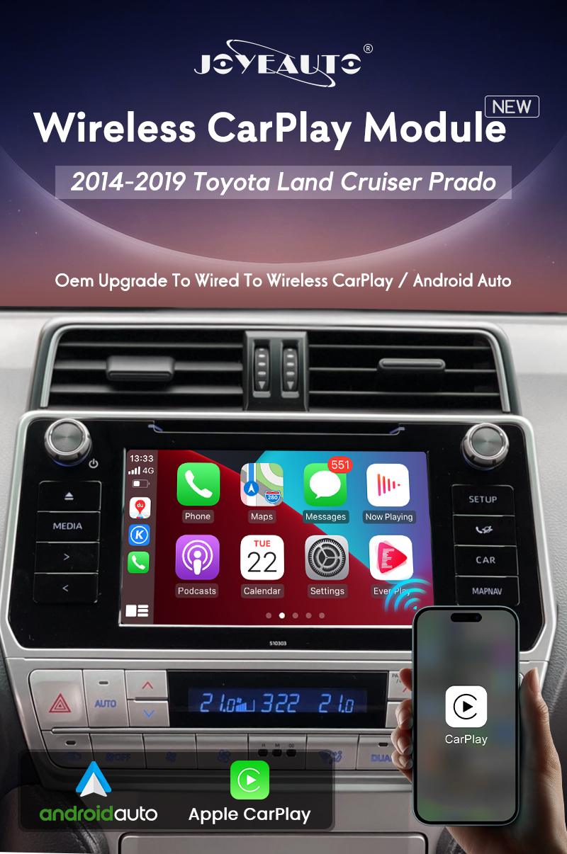 Joyeauto WQTY-6 Wireless CarPlay Retrofit for 2014-2019 Toyota Land Cruiser Prado Sequoia