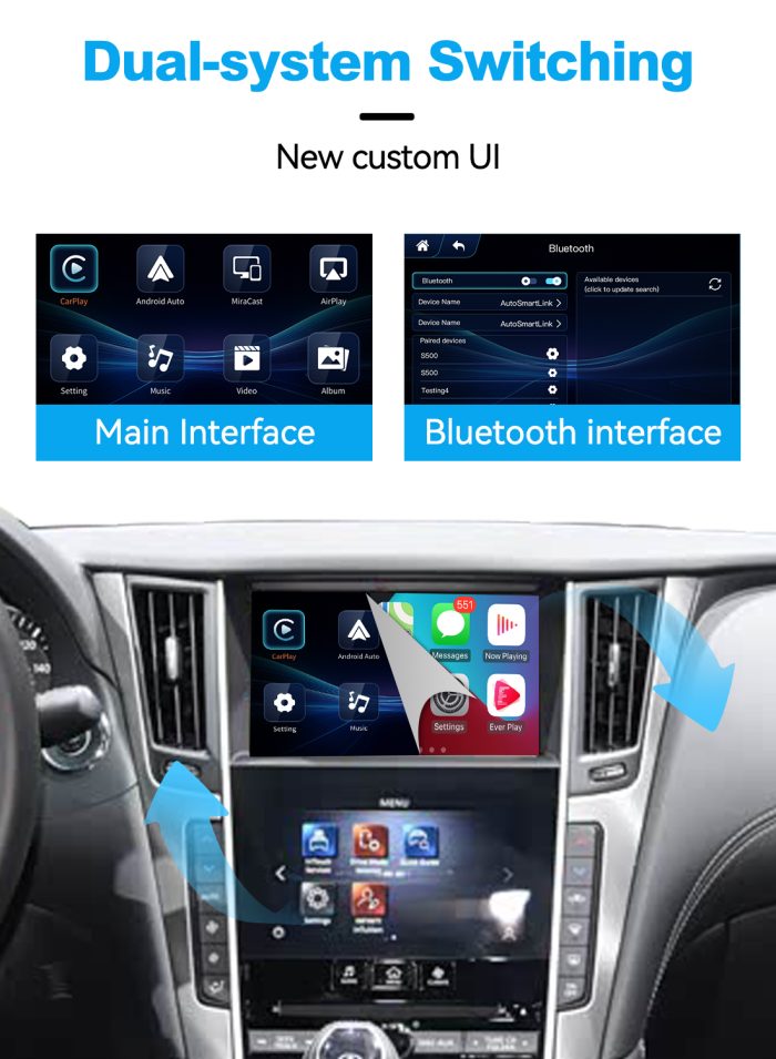 JoyeAuto Wireless CarPlay & Android Auto for Infiniti 2020-2024 (Q50/Q60/Q50L) - Retrofit