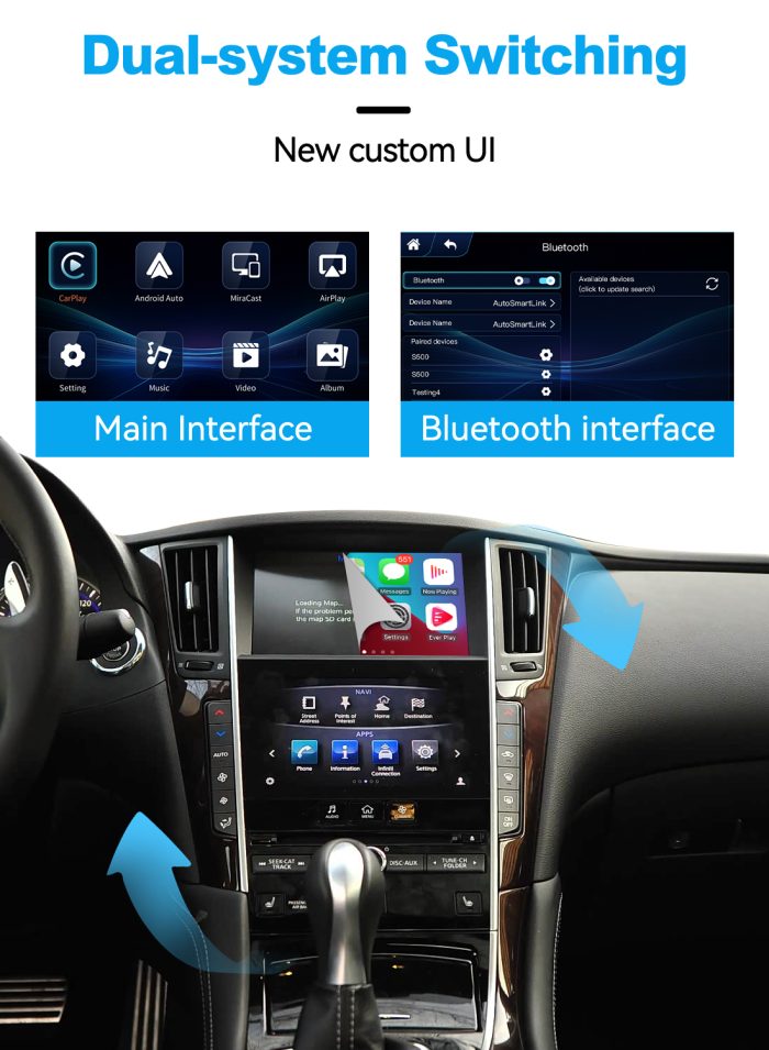JoyeAuto Wireless CarPlay & Android Auto for Infiniti 2013-2015 (Q50/Q60/Q50L) - Retrofit