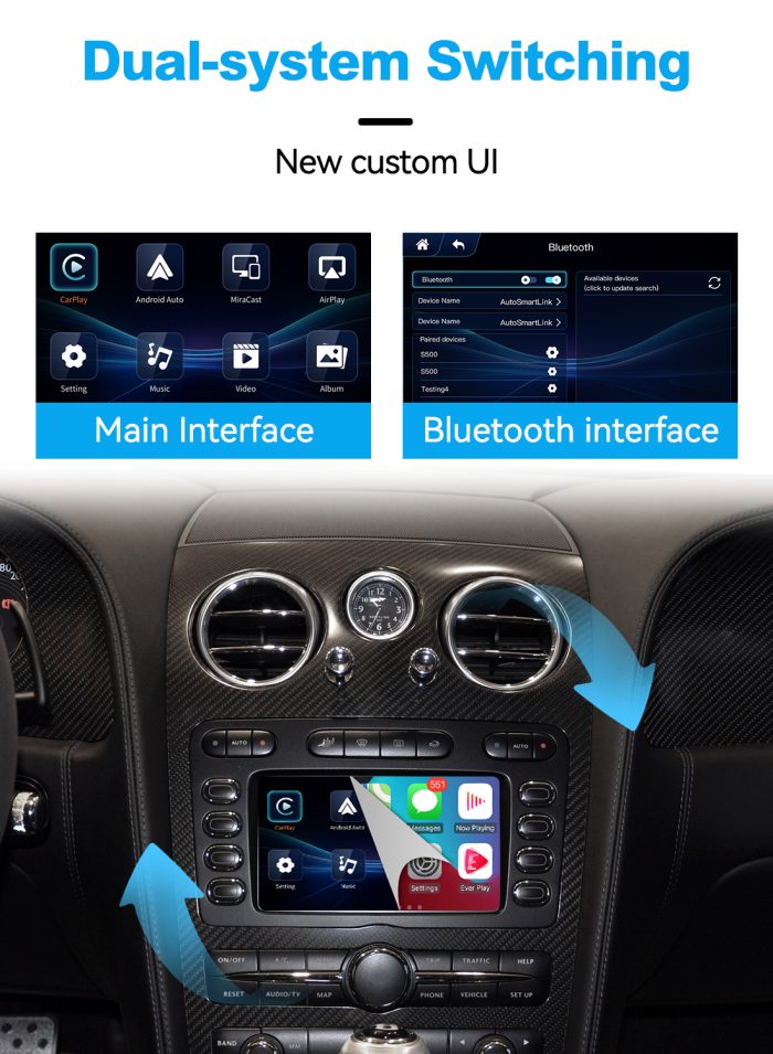 JoyeAuto Wireless CarPlay & Android Auto for Bentley 2004-2011 (Continental/Flying Spur) - Plug and Play