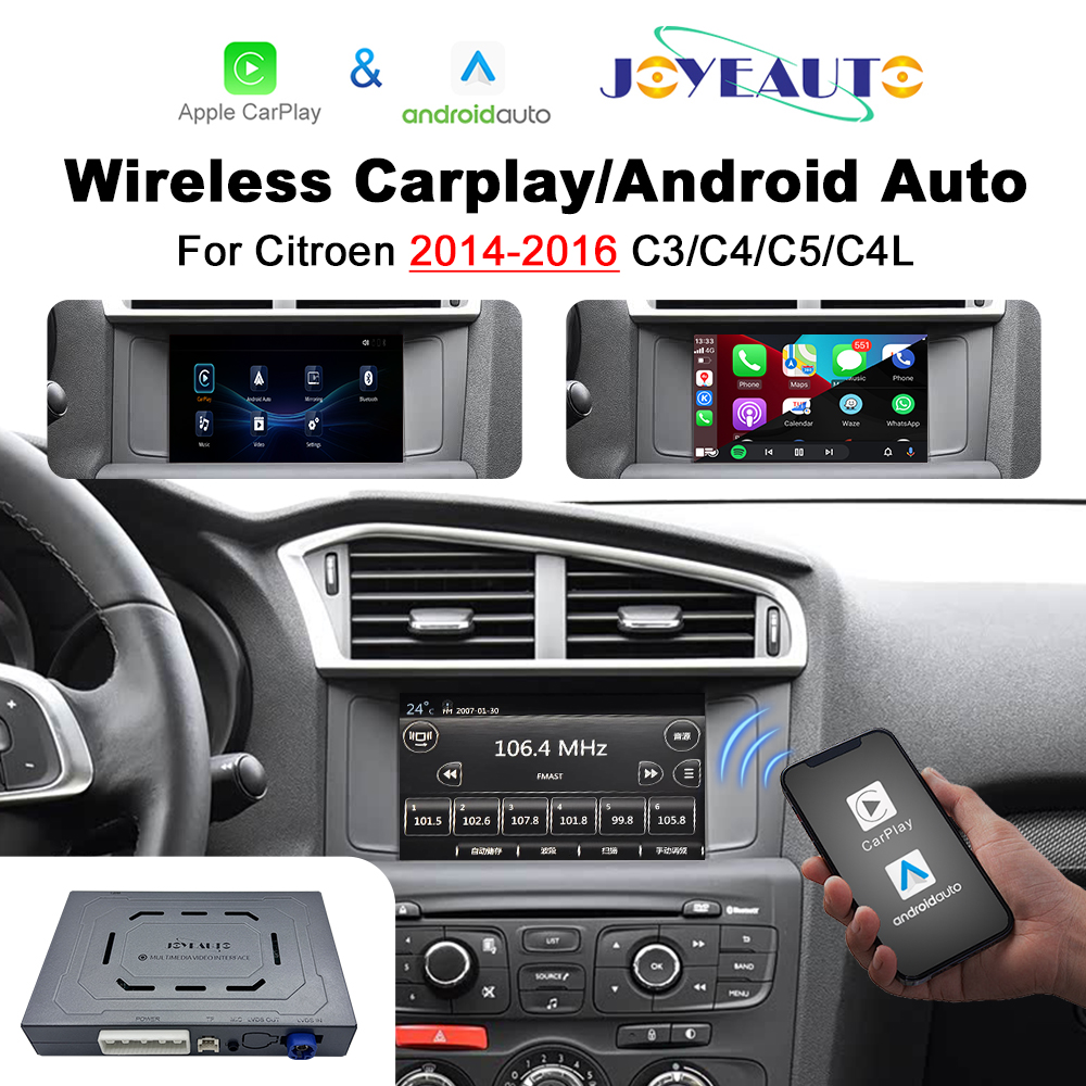 JoyeAuto Wireless CarPlay & Android Auto for Citroen 2014-2016 (C3/C4/C5/C4L) - Plug and Play
